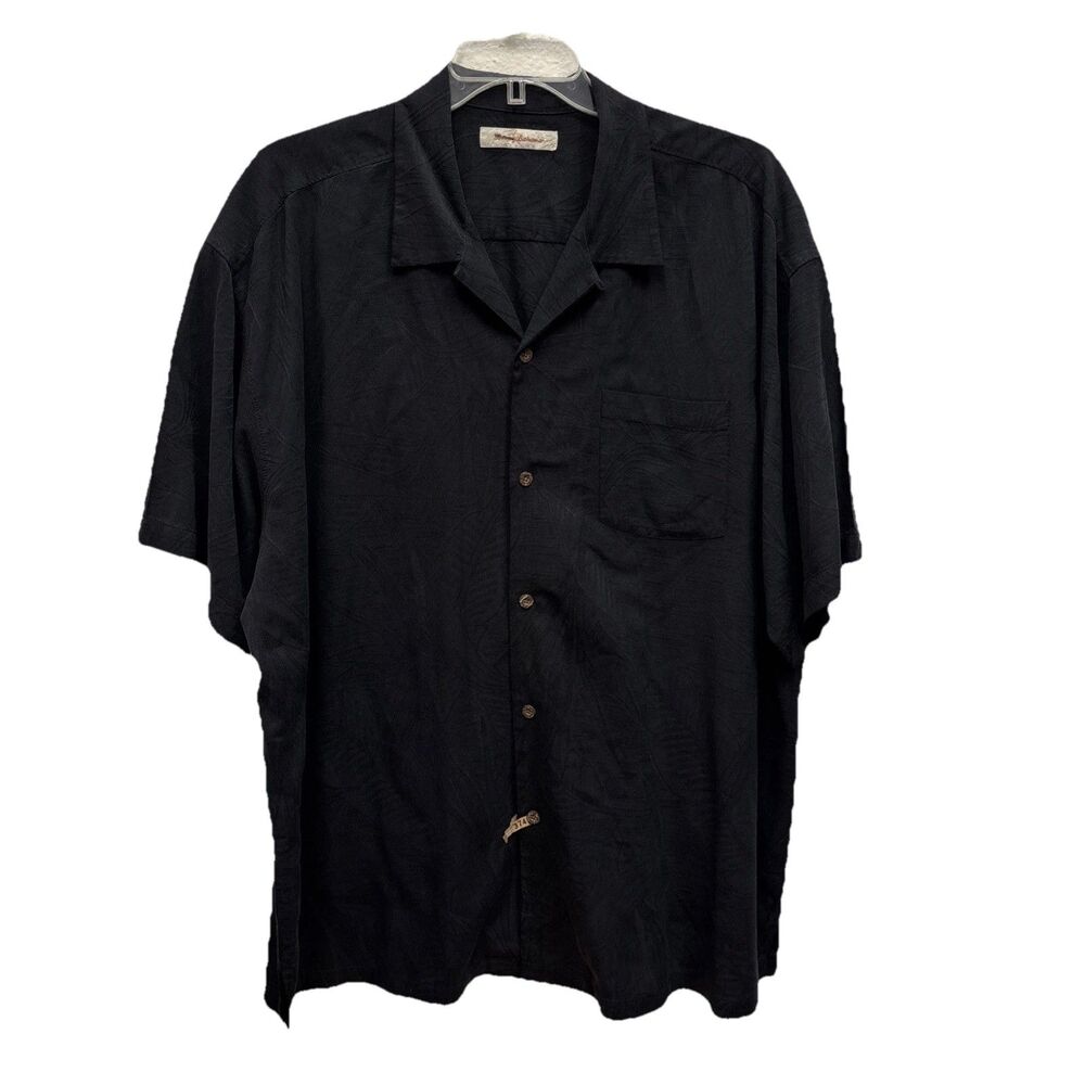 Tommy Bahama Camp Silk Men Shirt Short Sleeve Button Pocket 30X35” 3XL Black
